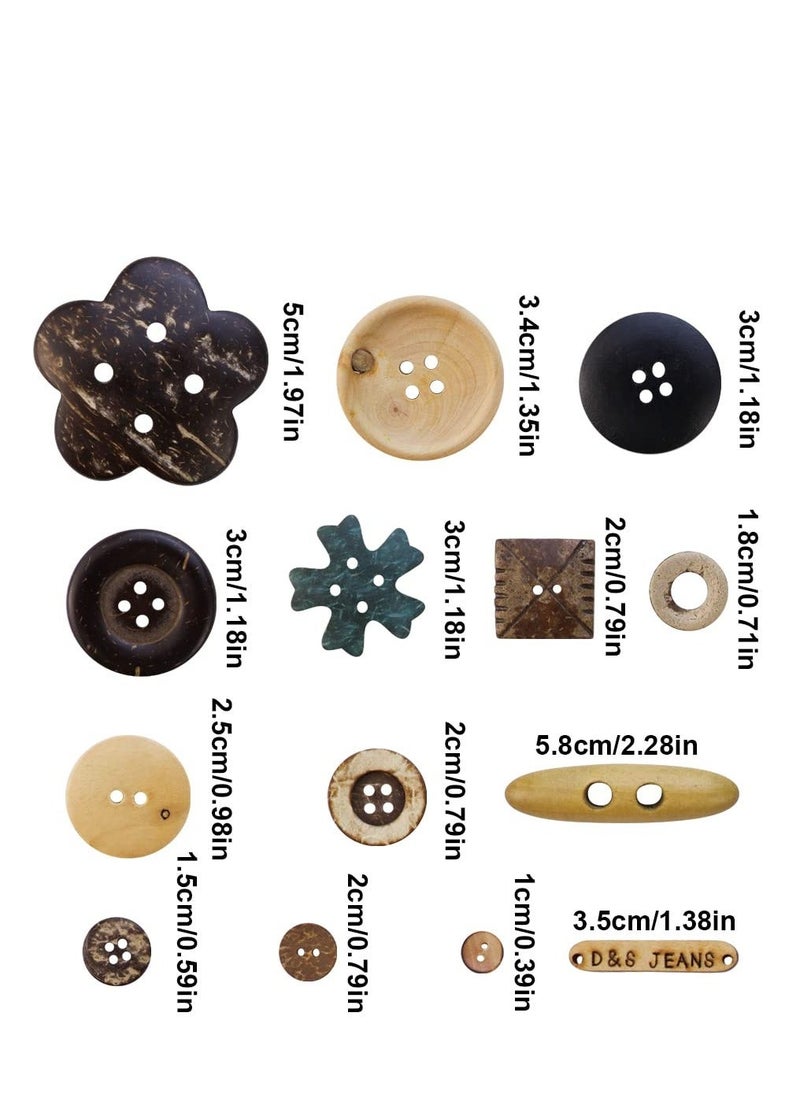 Generic - Assorted Sizes Wooden Buttons Mixed Colors Coconut Shell Wood Handmade Buttons Ornament Buttons for Sewing Decorations DIY Arts and Crafts Manual Button Painting（200g set) - Image 1