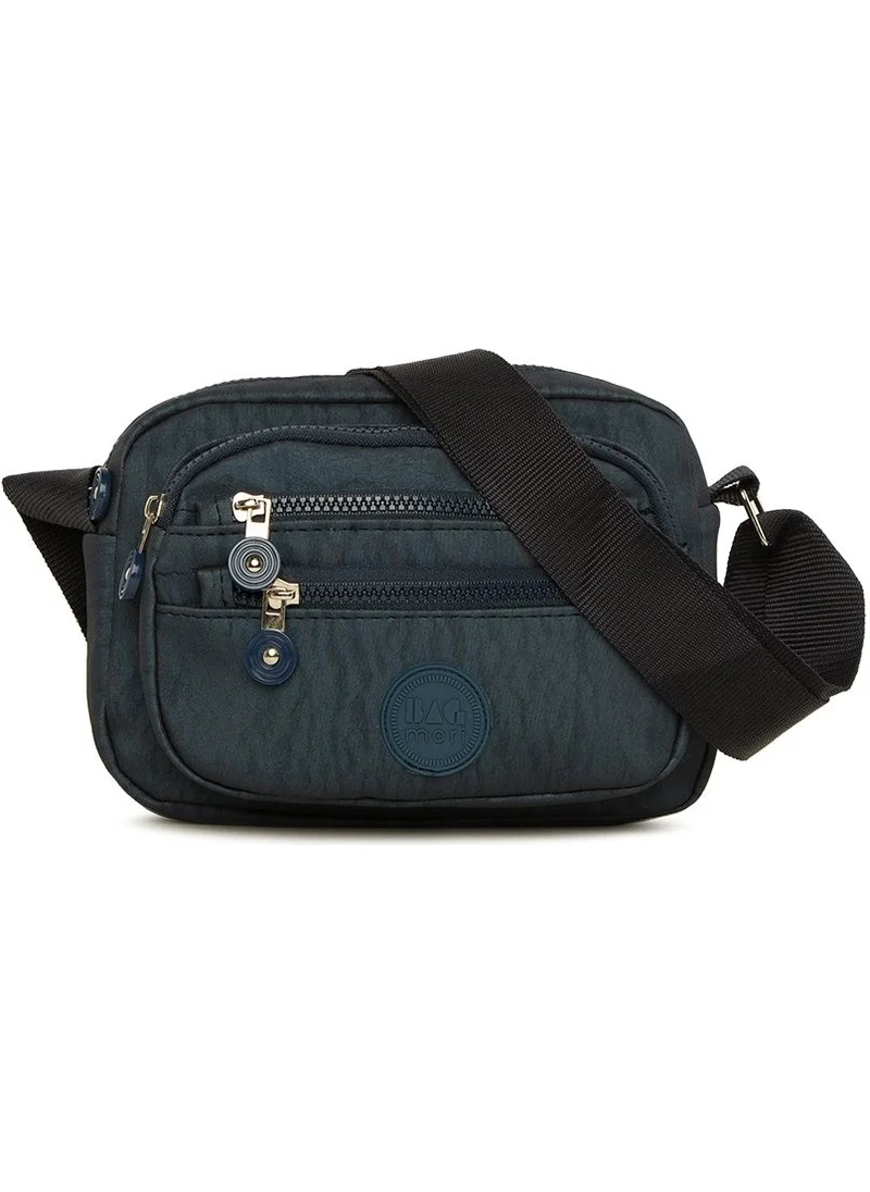 Bagmori Navy Blue Multi-Zip Bag with Snap Pocket