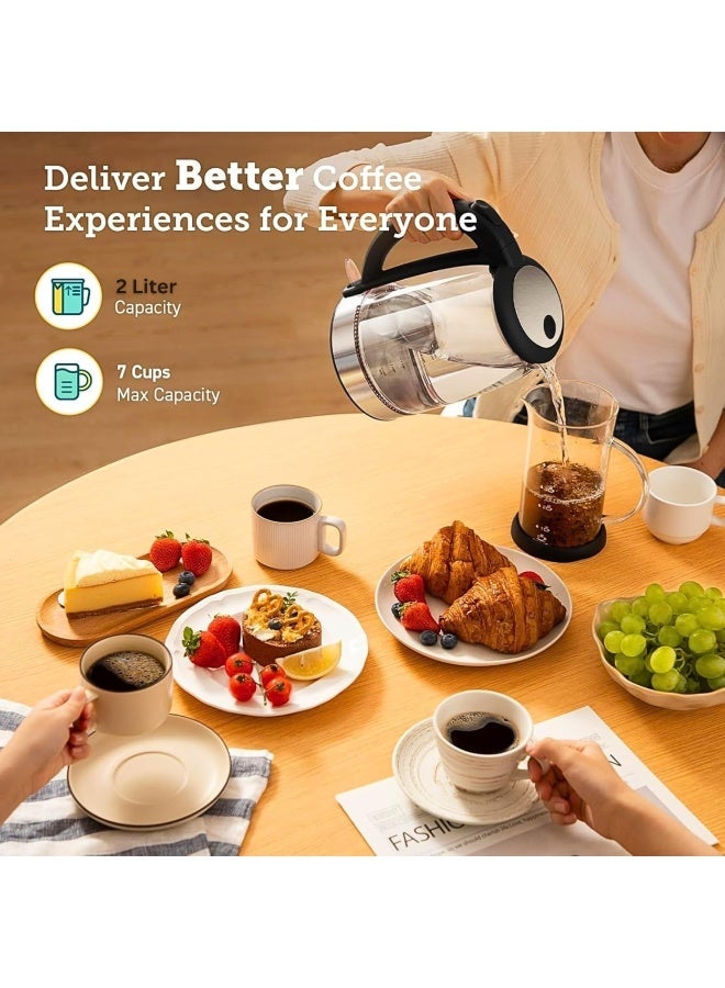 2L Glass Electric Kettle with Tea Infuser 2000W,360° Swivel Base,Auto Shut-Off,LED Indicator,Power Cord,Boil-Dry Protection,Concealed Heating Plate Quick Boiling For Home Coffee & Office Use - Image 4