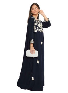 HANA & SARA DISTINCTIVE THREAD EMBROIDERY ON A SOLID-COLOR JALABIYA DRESS FOR BABY GIRLS  - Image 5