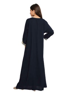 HANA & SARA DISTINCTIVE THREAD EMBROIDERY ON A SOLID-COLOR JALABIYA DRESS FOR BABY GIRLS  - Image 2