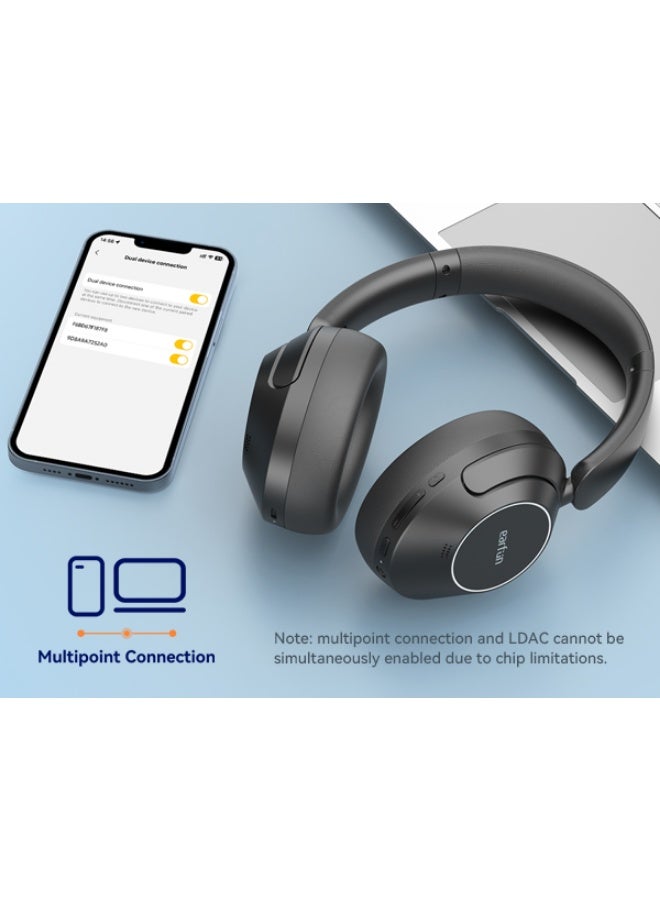 إيرفن سماعات EarFun Wave Pro لاسلكية فوق الأذن بخاصية إلغاء الضوضاء النشط، صوت Hi-Res مع دعم LDAC، 5 ميكروفونات بتقنية AI لمكالمات واضحة، تشغيل حتى 80 ساعة، اتصال متعدد الأجهزة، وإعدادات EQ مخصصة - Image 2