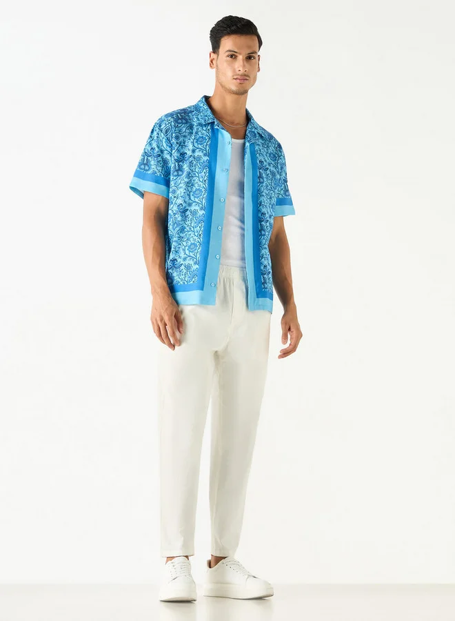 Splash FAV Relaxed Fit Floral Print Shirt with Camp Collar