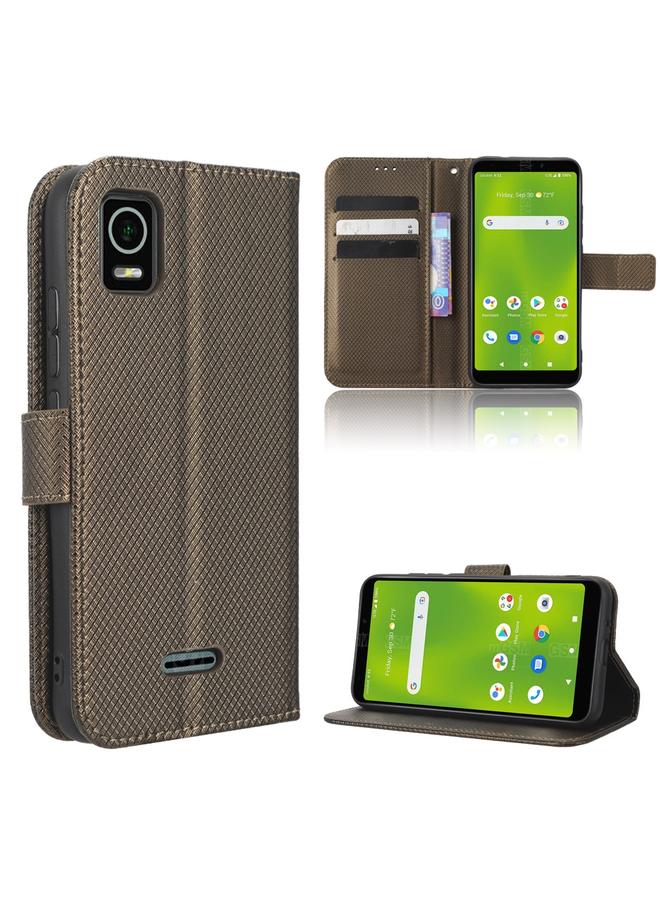 اس-توب جراب هاتف ذكي من الجلد بتصميم ماسي لهاتف Cricket Debut - Image 1