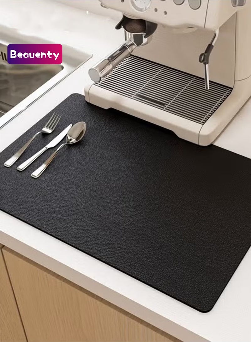 Beauenty 2PCS Coffee Mat for Countertops Coffee Bar Accessories Fit Under Coffee Maker Espresso Machine Absorbent Hide Stain Rubber Mat for Countertop Dish Drying Mat for Kitchen Counter - Image 1