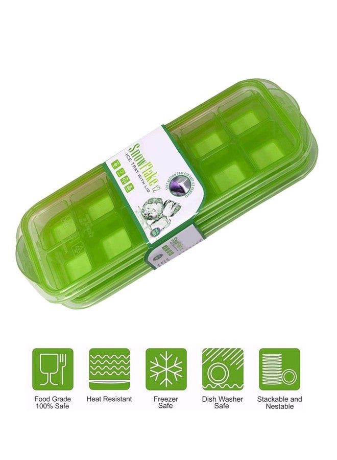 InddusHome® Small POP-UP Ice Cube Tray with Flexible Silicon Bottom and Lid, 12 Cube Trays (Multicolor - Pack of 2) Plastic - Image 2