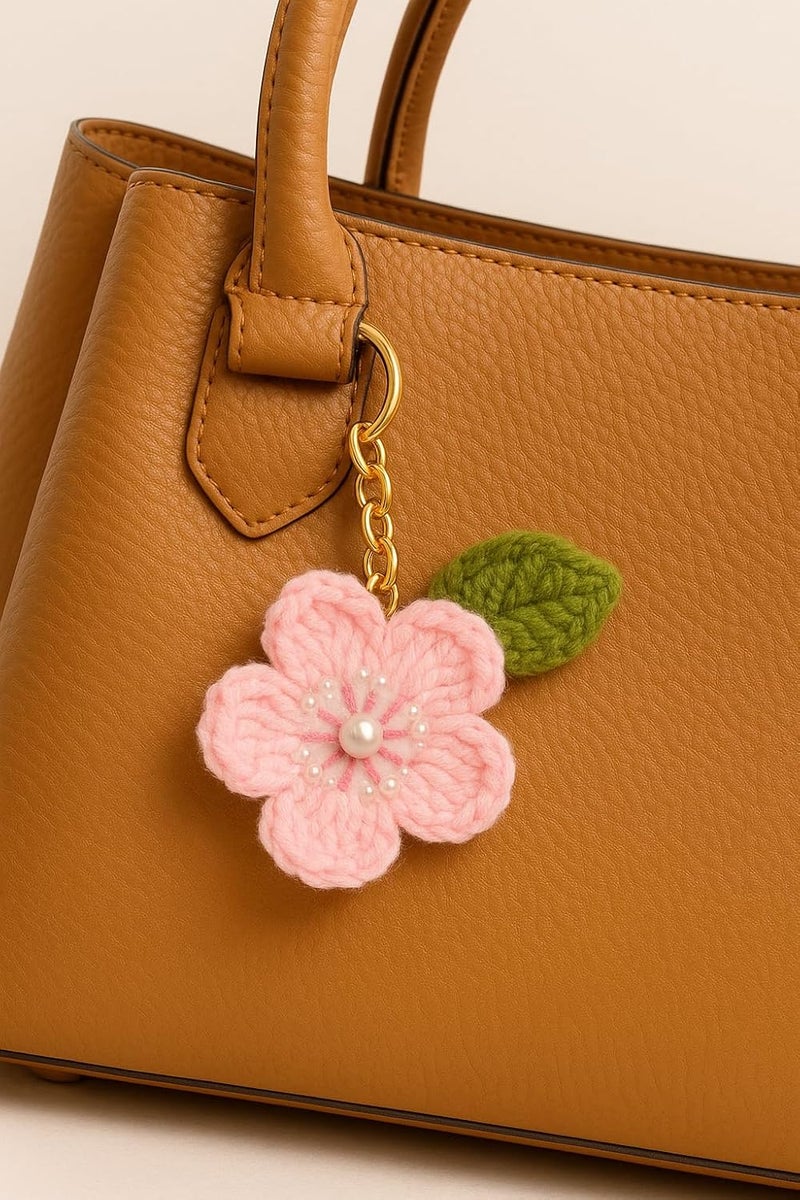Mirha's Touch Hand Made Crochet Flower Keychain | Sunflower & Daisy Flower Crafted Keychain | Keychain For Bike, Car, Handbags - Image 2