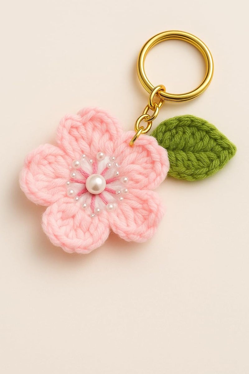 Mirha's Touch Hand Made Crochet Flower Keychain | Sunflower & Daisy Flower Crafted Keychain | Keychain For Bike, Car, Handbags - Image 1