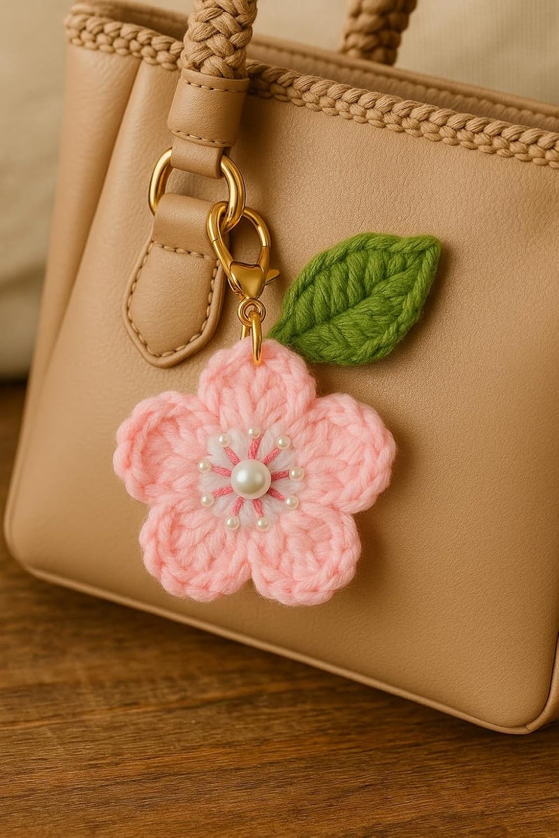 Mirha's Touch Hand Made Crochet Flower Keychain | Sunflower & Daisy Flower Crafted Keychain | Keychain For Bike, Car, Handbags - Image 4