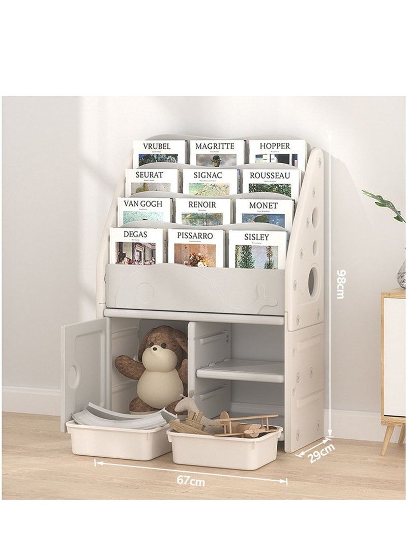 Arabest Kids Bookshelf, Toy Storage Cabinet and Organizer station, Large Book Storage Display Holder(White)  - Image 1