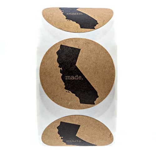 SBlabels California Made Stickers / 500 Brown Kraft California Produced Labels Roll / 1.5" CA State Grown Sticker/Made in The USA - Image 2