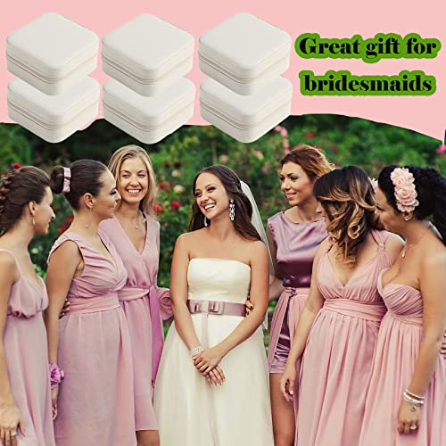 CIPIDI Travel Jewelry Case Bridesmaid Gifts Box,6 Pack Small Jewelry Box Mini Jewelry Organizer,PU Leather Portable Earring Storage Box for Women Girls Bridesmaid Proposal Gifts - Image 5