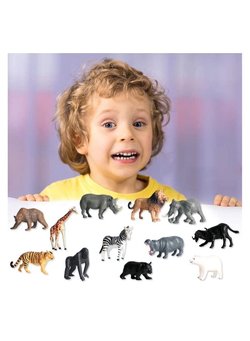 Captaintech Animal Figures, Mini Model Set Realistic Wildlife Figure, Children's Science and Education Toy, Zoo Animal Learning Resource for Birthday Cake Decoration, Gifts (12pcs) - Image 2