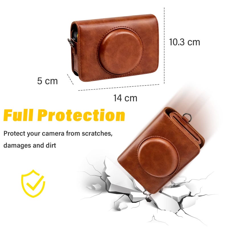 Rieibi Kodak Mini Shot 2 Retro Case, PU Leather Protective Case for Kodak Mini Shot 2 Retro 2-in-1 C210R Camera/Portable Instant Printer with Shoulder Strap - Image 5