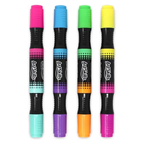 ArtSkills Jumbo Poster Markers for Kids, Neon Chisel Tip Markers, Dual-Tips, 8 Neon Colors, 4ct - Image 5
