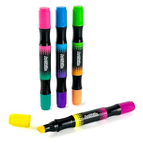 ArtSkills Jumbo Poster Markers for Kids, Neon Chisel Tip Markers, Dual-Tips, 8 Neon Colors, 4ct - Image 3
