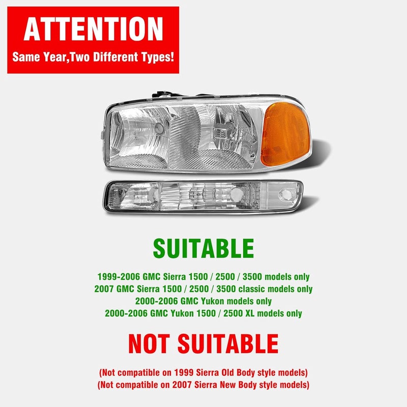 ADCARLIGHTS Headlight Assembly for 1999-2006 GMC Sierra and Yukon - Image 2