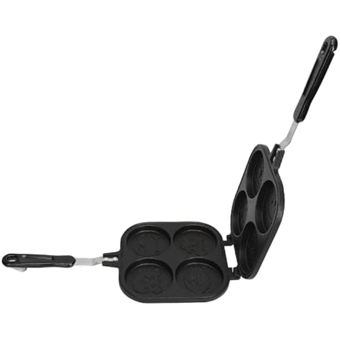 ريحني مقلاة فطائر مزدوجة الجوانب مصنوعة من سبائك الألومنيوم بطلاء مضاد للالتصاق وصانعة شطائر متعددة الوظائف وصانعة فطائر وخبز للطهي في الهواء الطلق - Image 4