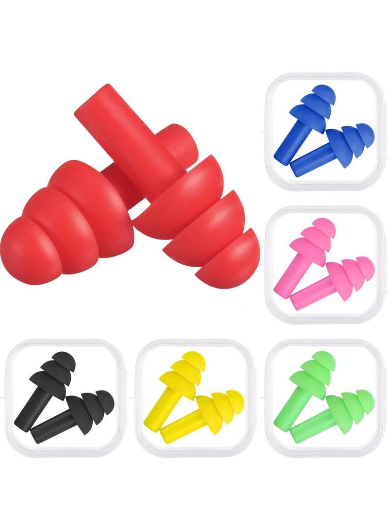 ChicAbode Silicone Swimming Ear Plugs, Assorted Colors, 6 Pairs - Image 1