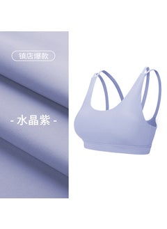 Dry-Fit Short Sports Bra Top Yoga Vest Removable Chest Pad Fitness Running Exercise Womens Tight Body Shaping Daily Wear Crystal Purple