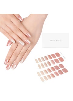 DANNI & TONI DANNI & TONI Semi Cured Gel Nail Strips Rose Gold Ombre (Shy Rose) Mirror Gel Nail Stickers Glaze Nail Wraps 28 Stickers 
