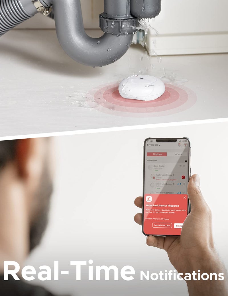اكس سينس ملحق مستشعر المياه X-Sense Wi-Fi لمجموعة أجهزة استشعار المياه SWS54 SBS50 القاعدة المطلوبة نموذج SWS51 1-Pack - Image 4