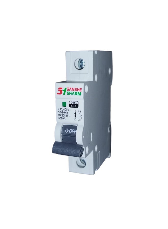 سانشي شرم قاطع دائرة كهربائي مفرد 16 امبير -230/400 فولت – 50/60هرتز – IEC60898-1 – سانشي شرم الاصلي - Image 2