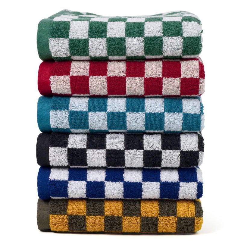 Jacquotha Checkered Hand Towels Set of 6, Cotton Bathroom & Kitchen Towels for Everyday Use, 13â€ x 29â€, Assorted Colors - Image 1