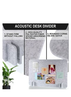 Generic 2 Pcs Desk Privacy Panel of Acoustic Freestanding, Desk Divider Desk Partition Noise Reducing Mounted Sound Proof Dividers, Lightweight with Support Feet for Classroom Room Table (Silver Gray)  - Image 2