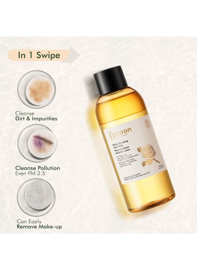 The Cocoon Original Vietnam Rose Bi-Phase Micellar Water 310ml – Makeup Remover with Organic Rose Hydrosol, Vitamin B5 & Astaxanthin – Hydrating, Anti-Aging Cleanser for Sensitive Skin  - Image 4