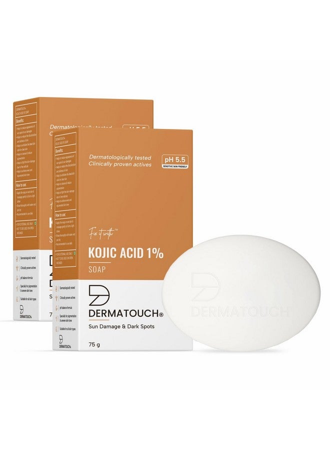 ديرماتوتش صابون حمض الكوجيك 1% مع الجلوتاثيون | لعلاج التصبغات وتلف البشرة الناتج عن أشعة الشمس | صابون للرجال والنساء | مناسب لجميع أنواع البشرة | 75 جرام × 2 - Image 1