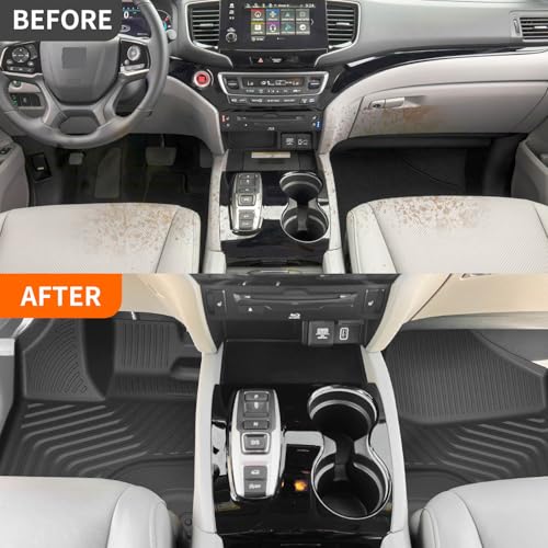 powoq Floor Mat Compatible with 2016-2022 Honda Pilot Cargo Mat with Backrest Mat Cargo Liner Replacement for 2016-2022 Honda Pilot Accessories (8 Seats Trunk Mat with Backrest Mat+Floor Mat) - Image 3