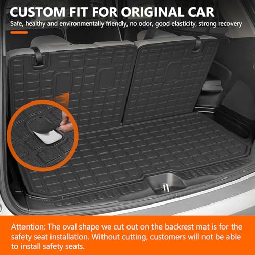 powoq Floor Mat Compatible with 2016-2022 Honda Pilot Cargo Mat with Backrest Mat Cargo Liner Replacement for 2016-2022 Honda Pilot Accessories (8 Seats Trunk Mat with Backrest Mat+Floor Mat) - Image 2