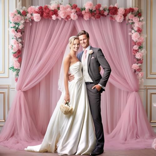 Filloxy 2pcs Backdrop Decoration Net Tulle Large Size, Nylon Made, Reusable, Soft, Wrinkled Free, 8 x 5 ft Each, Cabana Tent Party Decoration Items for Birthday, Anniversary (Baby Pink) - Image 5