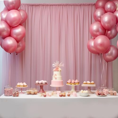 Filloxy 2pcs Backdrop Decoration Net Tulle Large Size, Nylon Made, Reusable, Soft, Wrinkled Free, 8 x 5 ft Each, Cabana Tent Party Decoration Items for Birthday, Anniversary (Baby Pink) - Image 3