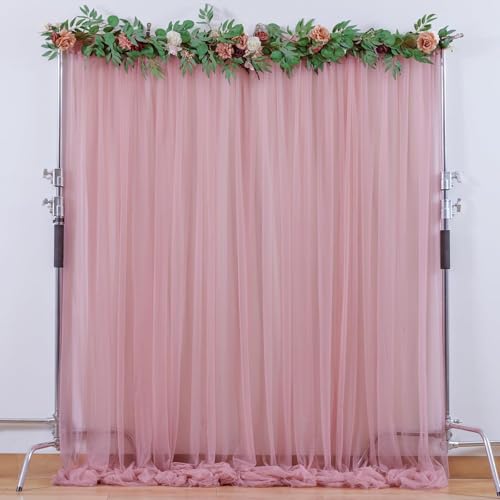 Filloxy 2pcs Backdrop Decoration Net Tulle Large Size, Nylon Made, Reusable, Soft, Wrinkled Free, 8 x 5 ft Each, Cabana Tent Party Decoration Items for Birthday, Anniversary (Baby Pink) - Image 1