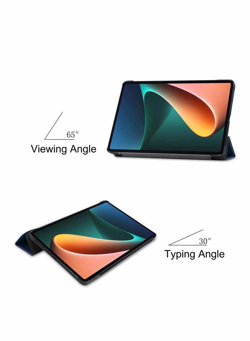 Captaintech Case for Xiaomi Mi Pad 5 Pro Tablet Case，Auto Sleep Wake PU Leather (Dark Blue) - Image 3