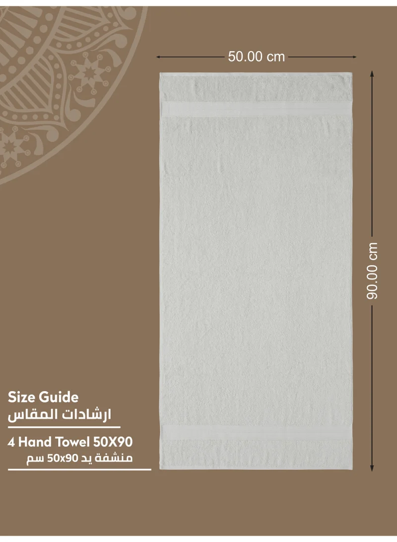 Donetella Premium 100 % Combed Cotton 4-Pcs Hand Towel Set (50 X 90 CM) 600 GSM Super Soft Hand Towel, Highly Absorbent, Quick Dry,Best Towel for Bathroom, Spa And Hotel,White