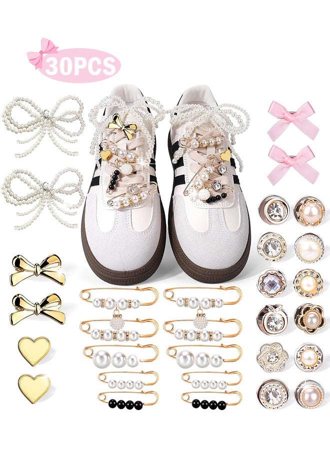 أورجنيزر 30 قطعة من حُلي الأحذية الرياضية - حُلي الدانتيل تحتوي على أقواس/مشابك/دبابيس/مجوهرات وديكورات ومجوهرات للأحذية - Image 1