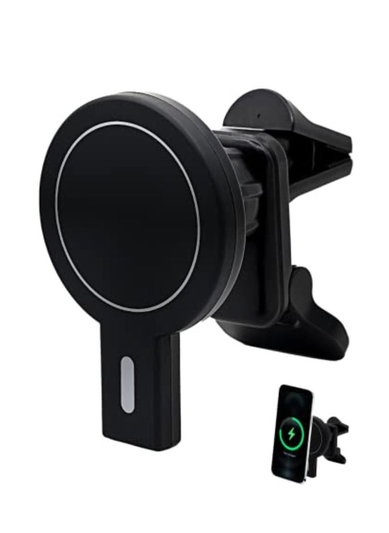 XVersion - MagSafe Car Phone Charger/Holder with Fast Charging, Up to 15W, Compatible with iPhone 16/16 Plus/16 Pro/16 Pro Max, 15/15 Plus/15 Pro/15 Pro Max, 14/14 Plus/14 Pro/14 Pro Max, 13/13 Mini/13 Pro/13 Pro Max, 12/12 Mini/12 Pro/12 Pro Max, and Qi Devices – Black - Image 1