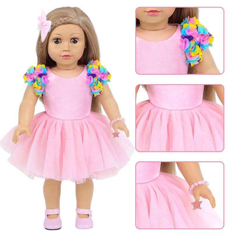 BDDOLL American 18 Inch Doll Clothes and Accessories Makeup Playset Fit 18 Inch Doll Including Fashion Skirt, Bag, Eye Shadow Plate, Lipstick, Comb Mirror, Pair of Hairpins, Makeup Brushes, Bracelet - Image 4