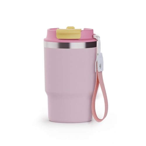 Wosta Travel Mug, Insulated Coffee Cup with Leakproof Lid,Vacuum Insulation Stainless Steel Reusable for Hot Cold Coffee, Non-Slip Protective Cover, (Pink, 479 Ml) - Image 1