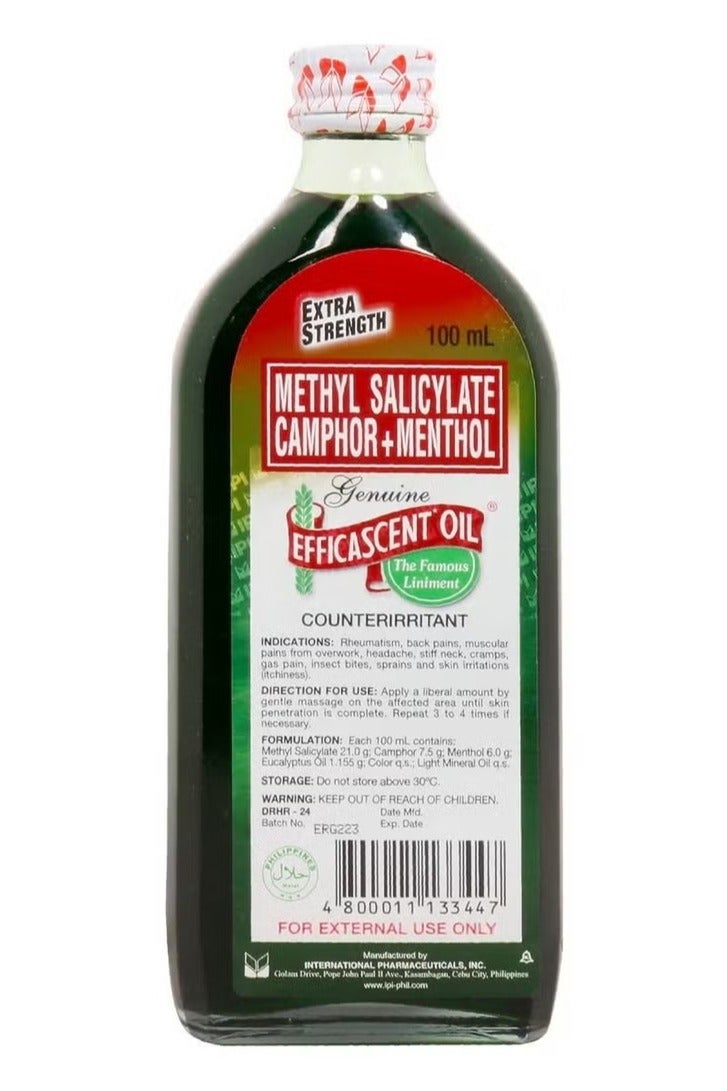 EFFICASCENT OIL Methyl Salicylate Camphor Menthol Genuine Efficascent Oil Extra Strength - 100ML