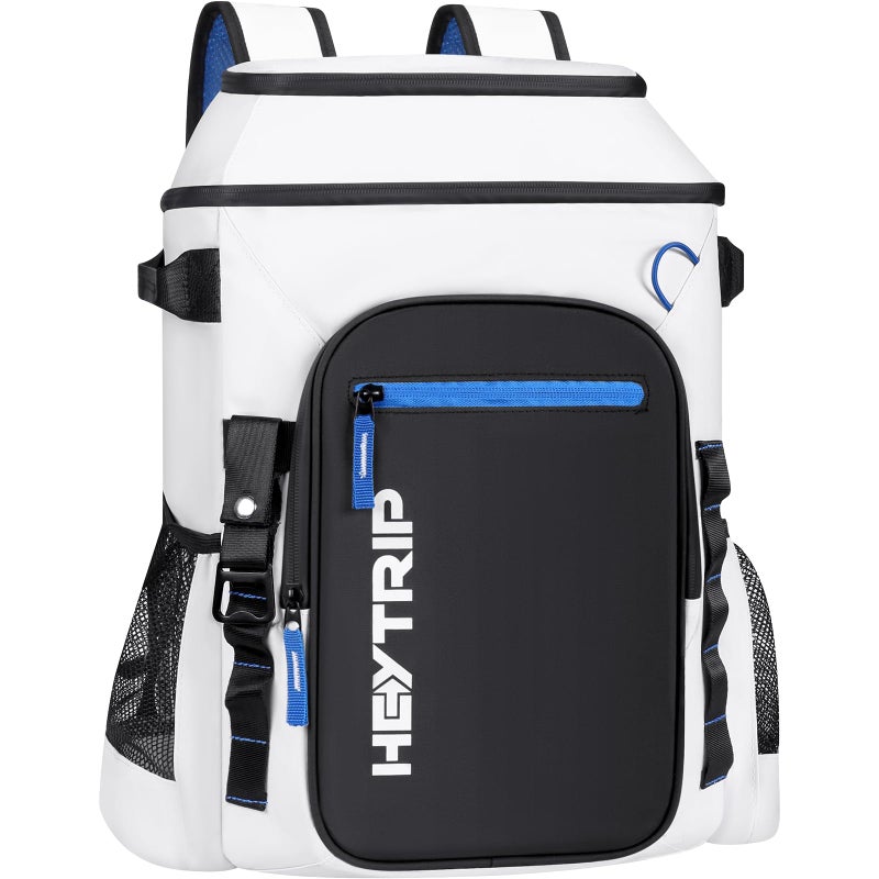 Heytrip Cooler Backpack 36 Cans Insulated Cooler Bag Keep Freeze for 20 Hours Waterproof LeakProof Cooler with MultiCompartmentsWhite