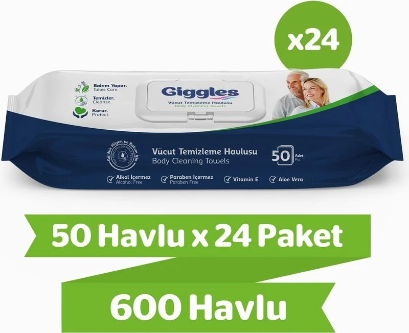 giggles Body Cleansing Towels 24 Pack of 50 1200 Towels