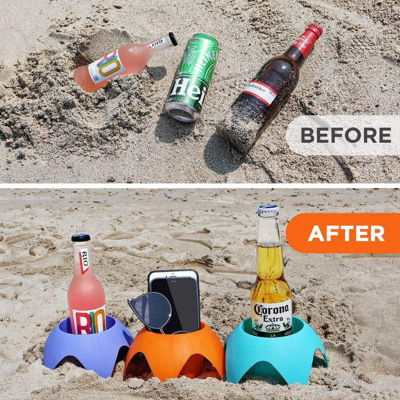 Uarzt Beach Vacation Essentials Accessories - Beach Drink Cup Holder Sand Coasters, Beach Trip Must Haves Sand Cup Holders for Women Adults Family Friends(Multicolor, 7 Pack) - Image 2