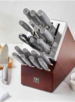 20-Pieces Modernist Self-Sharpening Knife Block Set Brown/Silver
