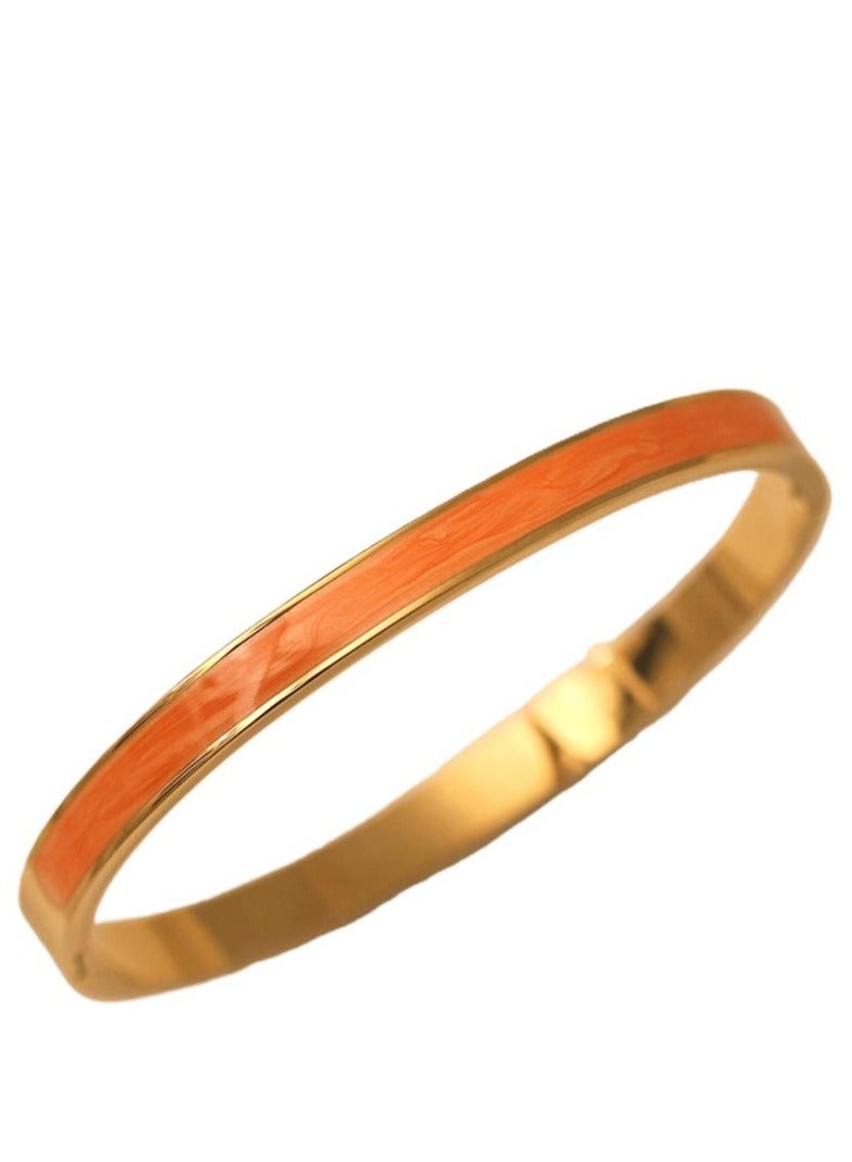 AMETOER 18K Gold-Plated Women's Stainless Steel Epoxy Pearlescent Bracelet – High-End, Color-Fading Resistant Jewelry - Image 1