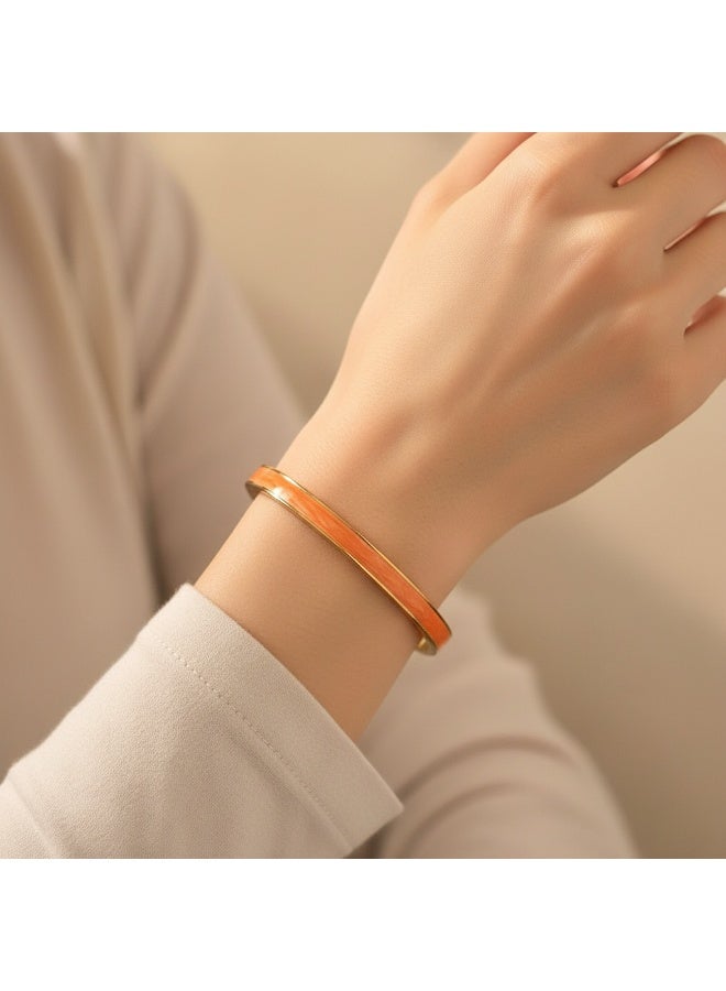 AMETOER 18K Gold-Plated Women's Stainless Steel Epoxy Pearlescent Bracelet – High-End, Color-Fading Resistant Jewelry - Image 3