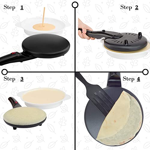 Moss & Stone Electric Crepe Maker – 8” Portable Crepe Pan Nonstick with Dipping Plate, Auto Shut-Off, On/Off Switch, Even Heating & One Automatic Temperature Control – Compact Crepe Maker - Image 4